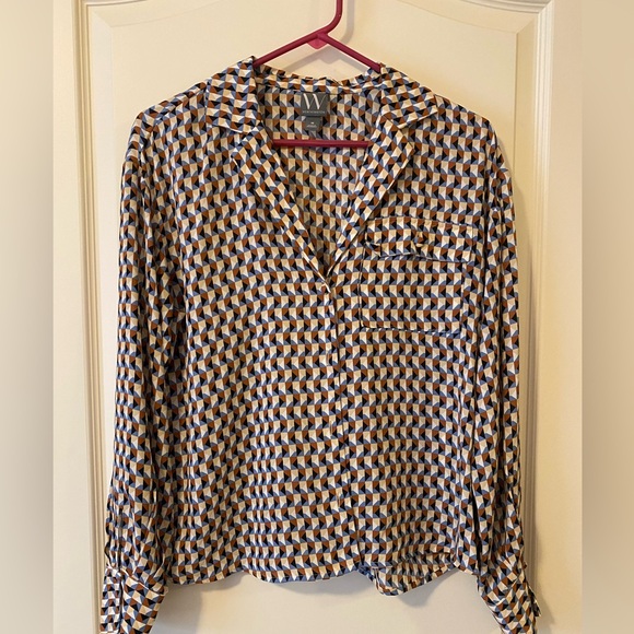 Stylish Geometric Print Blouse by Worthington Size M - Picture 1 of 4